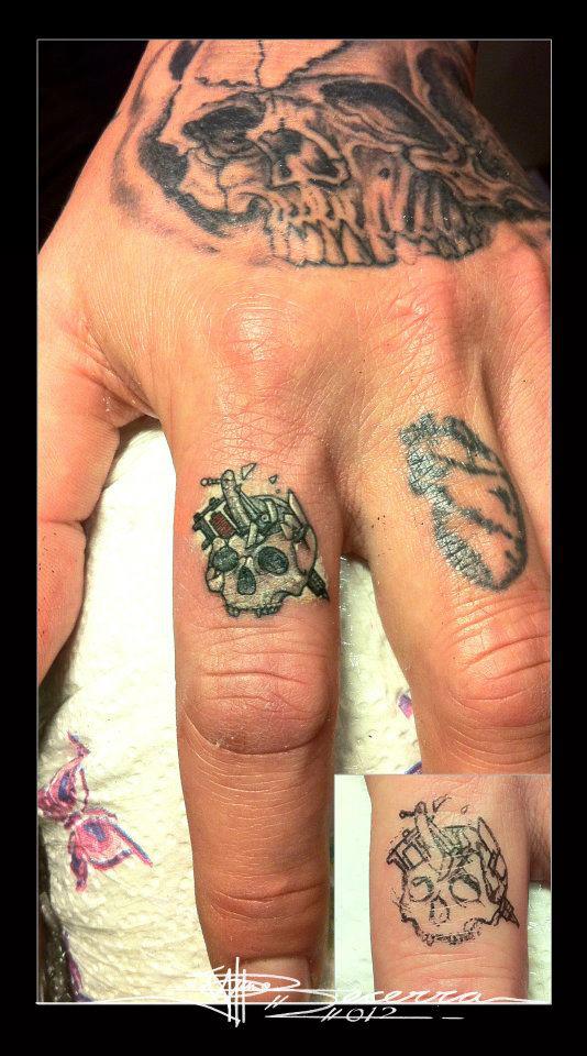 Sugar Skull Tattoo On Finger