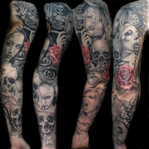 Skull Sleeve Tattoos For Women