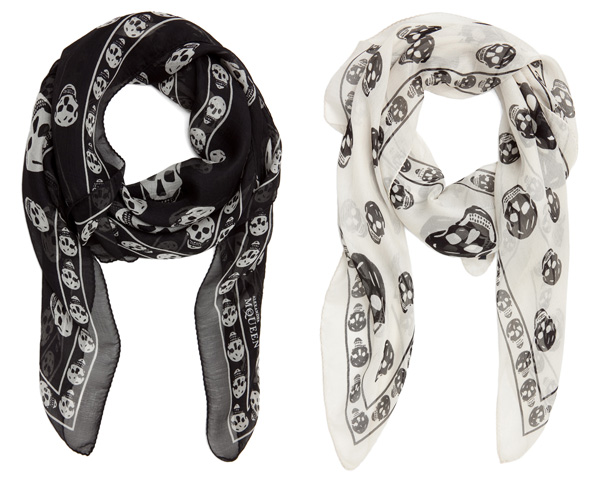 Alexander McQueen skull print silk chiffon scarf