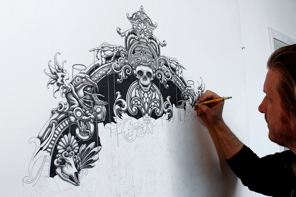 Hand drawn skulls illustration by Joe Fenton