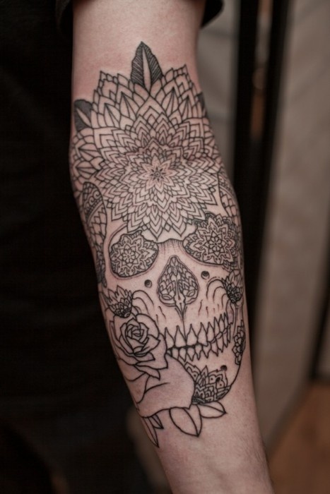 Skull forearm tattoo design