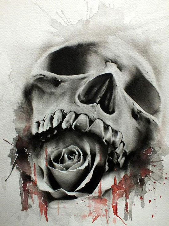 Glen Preece skull rose