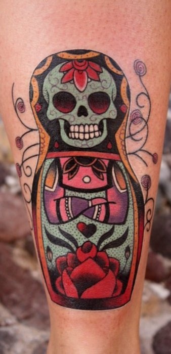 Matryoshka with skull tattoo 5