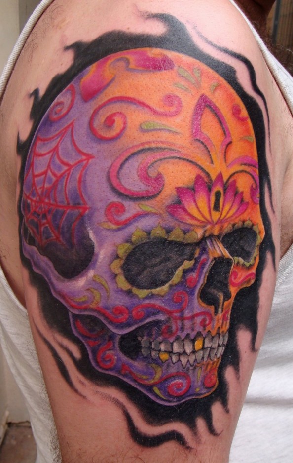 Day of the Dead sugar skull tattoo design