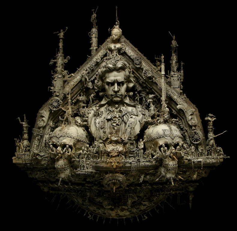 Skull sculptures by Kris Kuksi