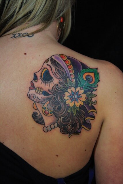 sugar skull girl tattoo