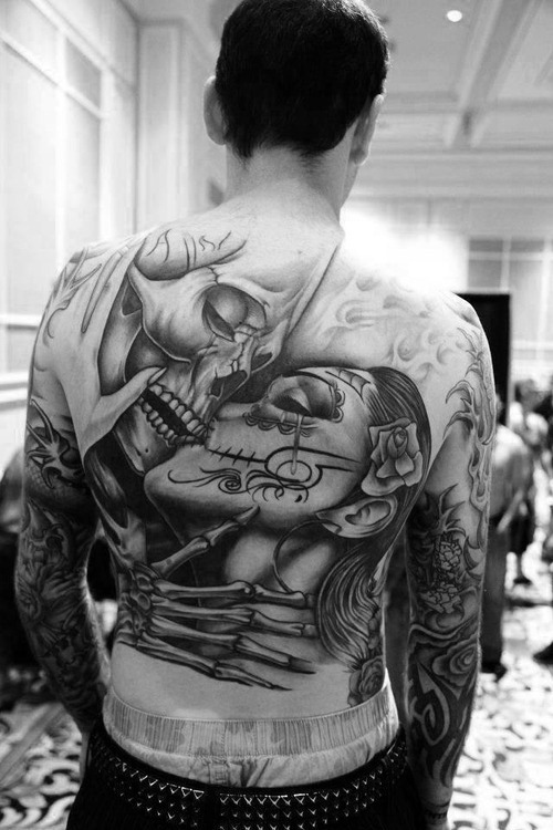 Back Skull Tattoo Design