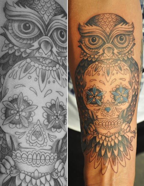 Owl and skull tattoo designs 1