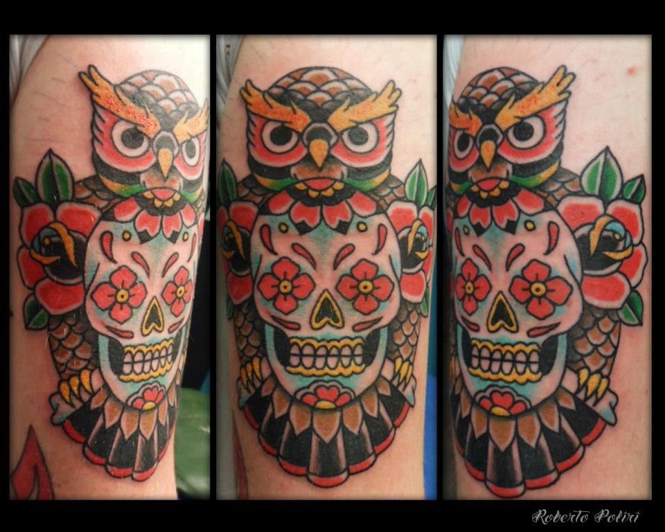 Owl and skull tattoo designs 2