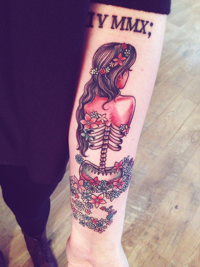 Skeleton tattoo by Tim Hendricks