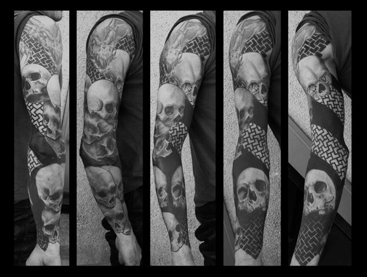 Skull tattoos by Boris Backert