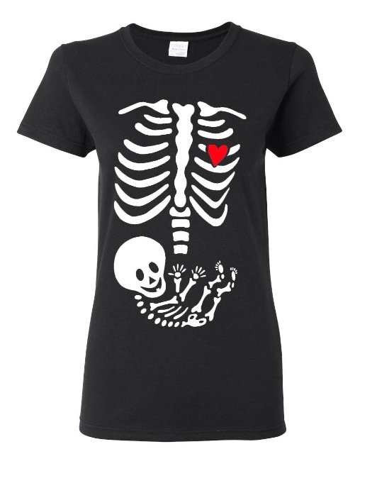 Ladies Baby Boy Skeleton Pregnant T-Shirt