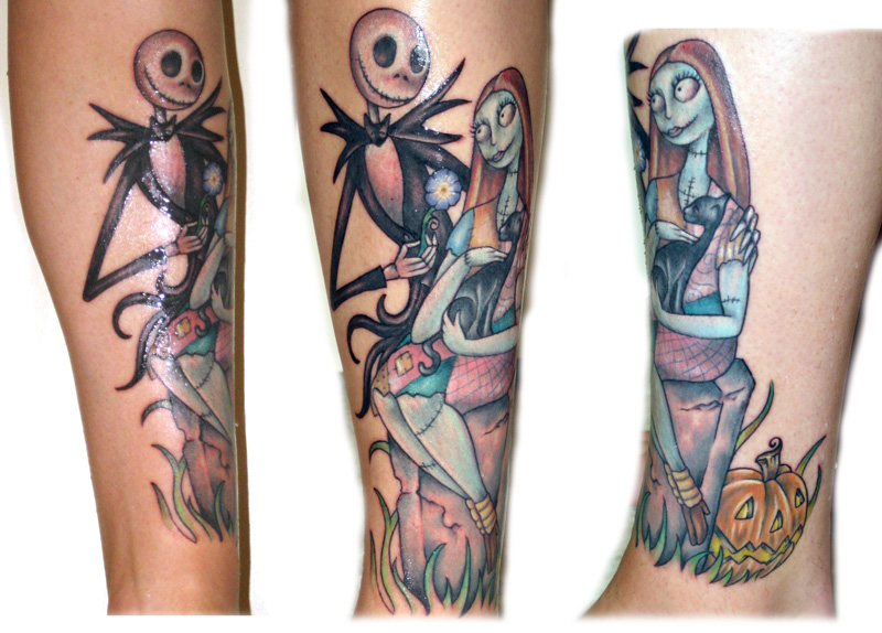 jack and sally leg tattoo