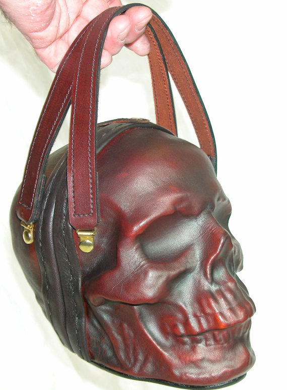 Leather Skull Purse Clutch