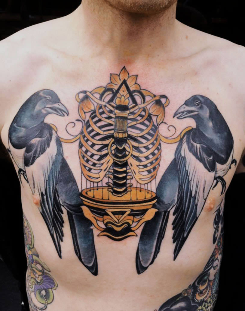 20 skeleton rib cage tattoo designs – Skullspiration