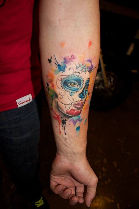 skull tattoo by Britta Christiansen