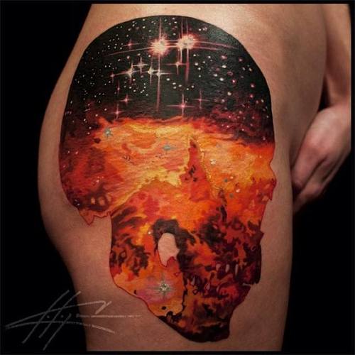 Cosmos skull tattoo