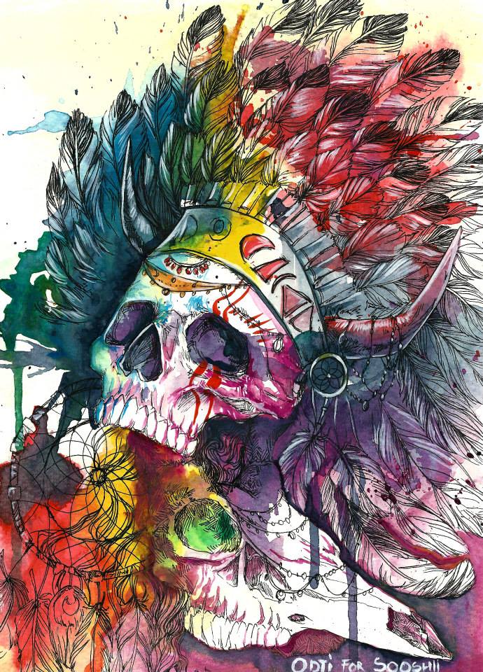 Skull Watercolor Illustrations by Odji