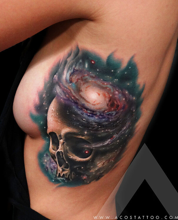 Galaxy Skull Tattoo by Andrés Acosta