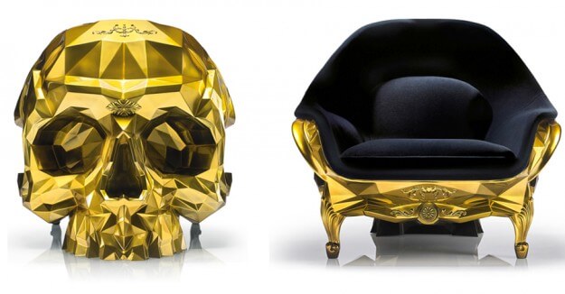 Gold Skull Armchair from Harow